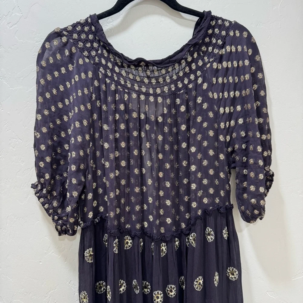 Free People Stella Maxi Midi Dress Women's Medium Sheer *No Slip